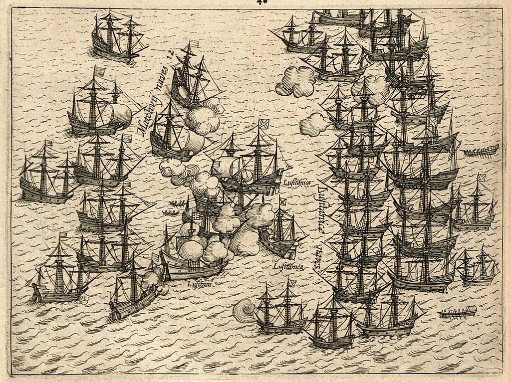 The Dutch fleet battling with the Portuguese armada